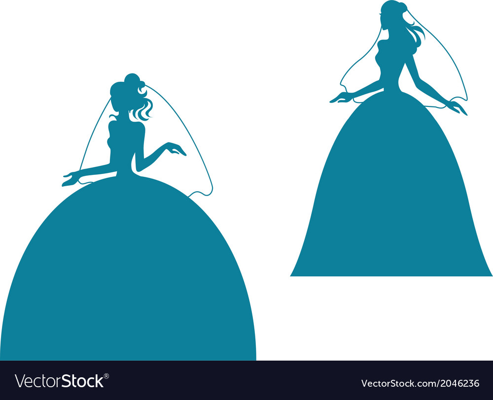 Download Young bride silhouette in wedding dress Royalty Free Vector