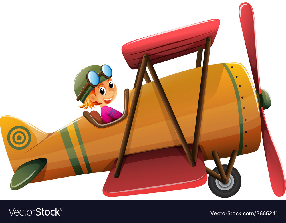 A smiling pilot on vintage plane