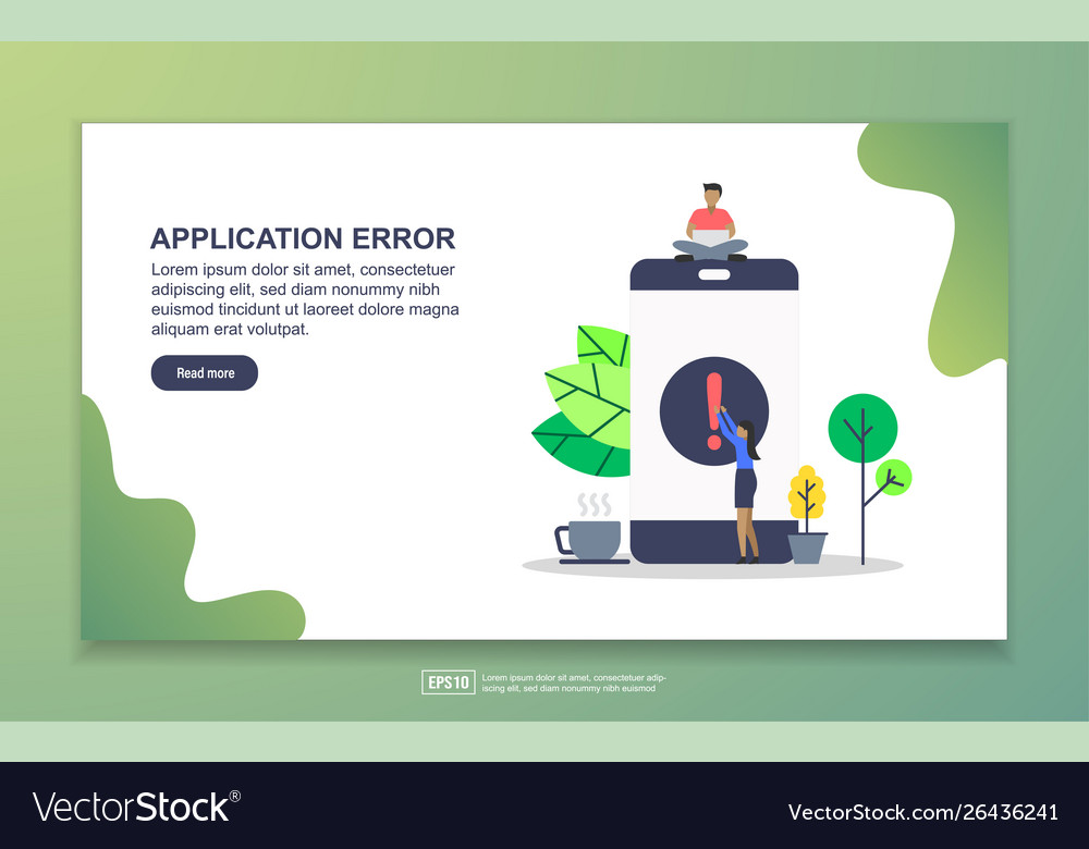 Application error concept with tiny people vector image Application error concept with tiny people