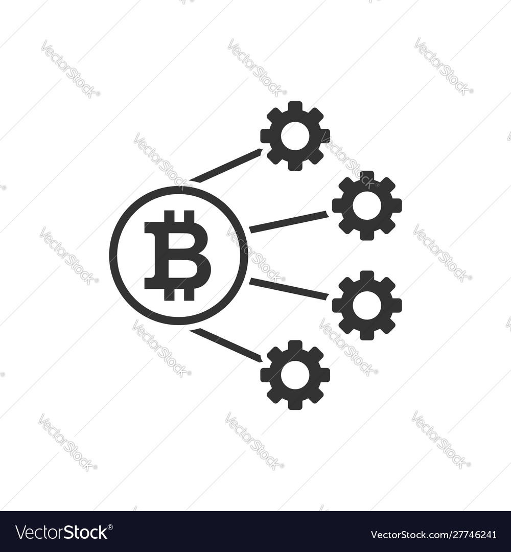 Bitcoin icon in flat style blockchain on white vector image Bitcoin icon in flat style blockchain on white