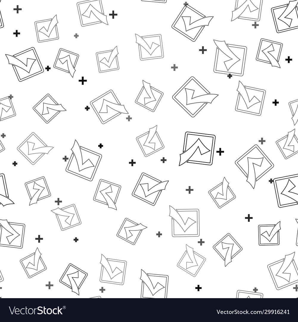 Black check mark in a box line icon isolated