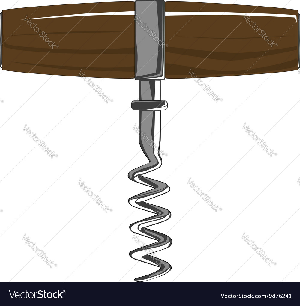 Corkscrew with wooden handle