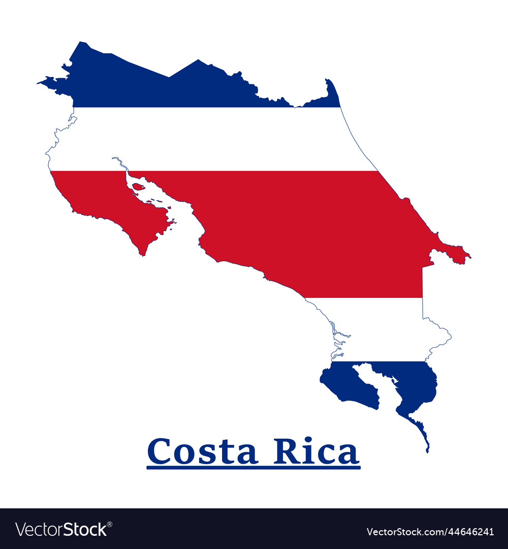 Costa rica national flag map design vector image Costa rica national flag map design