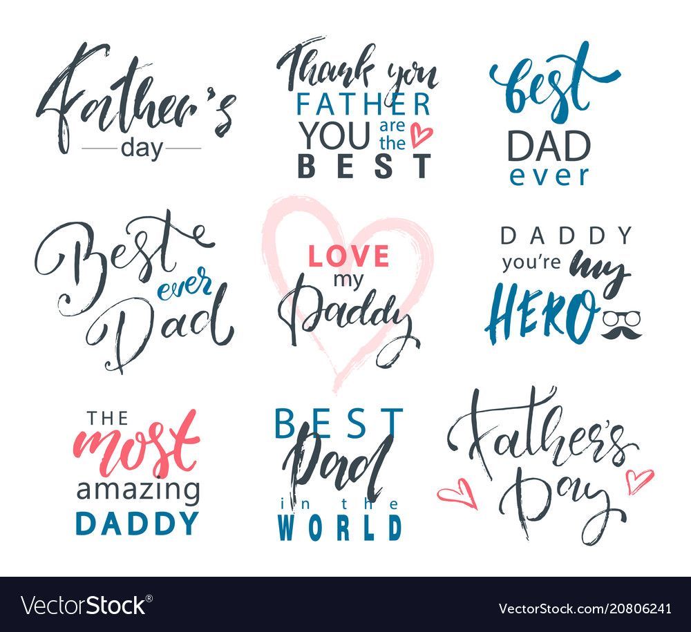 Fathers day lettering calligraphic emblems badges Vector Image