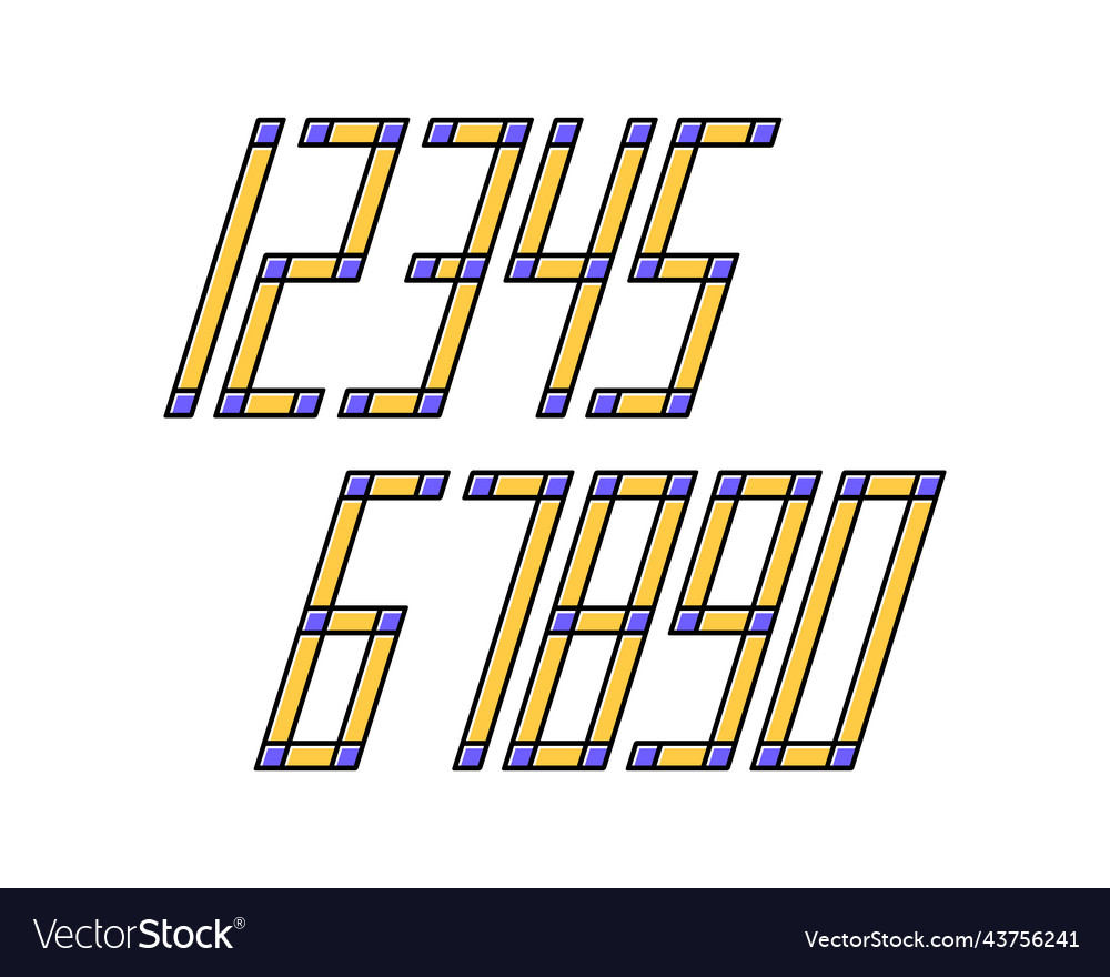 Geometric font line digital effect design numbers