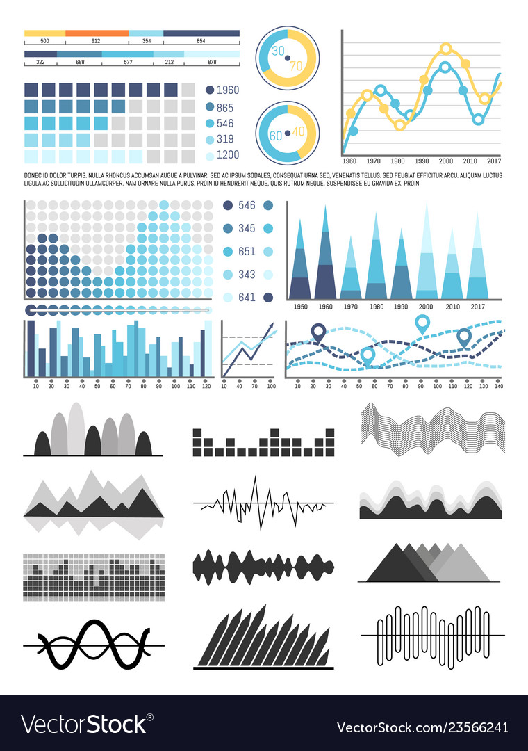 Graphics and flowcharts schemes charts set