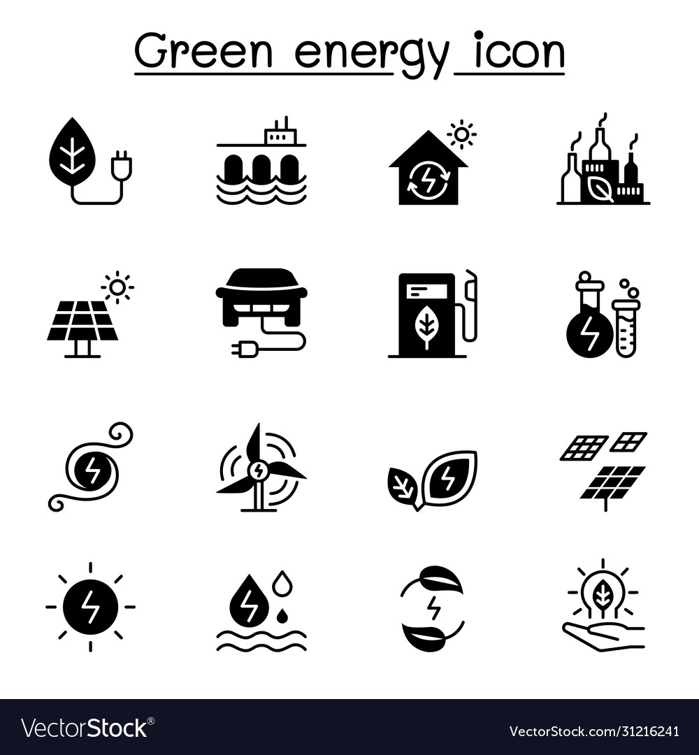 Green energy icon set graphic design Royalty Free Vector