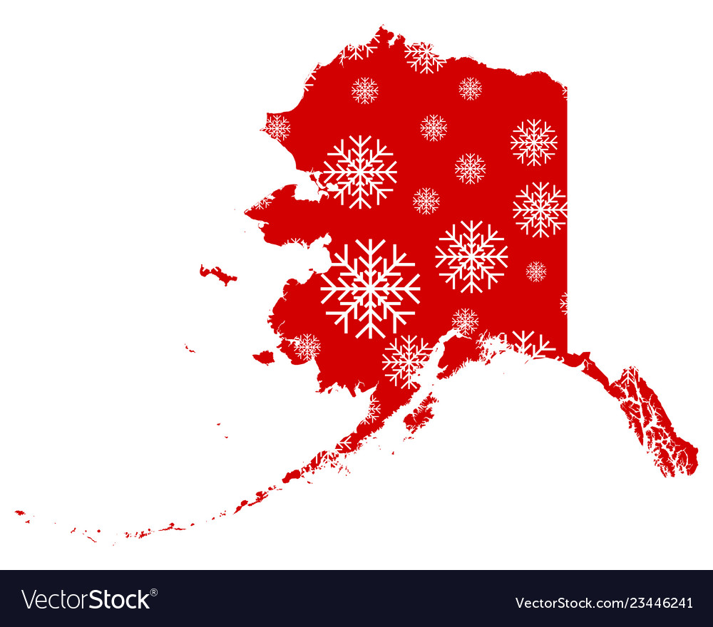 Map of alaska with snowflakes