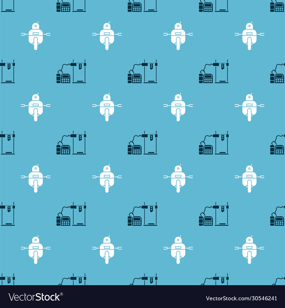 Set 3d printer and robot on seamless pattern vector image Set 3d printer and robot on seamless pattern