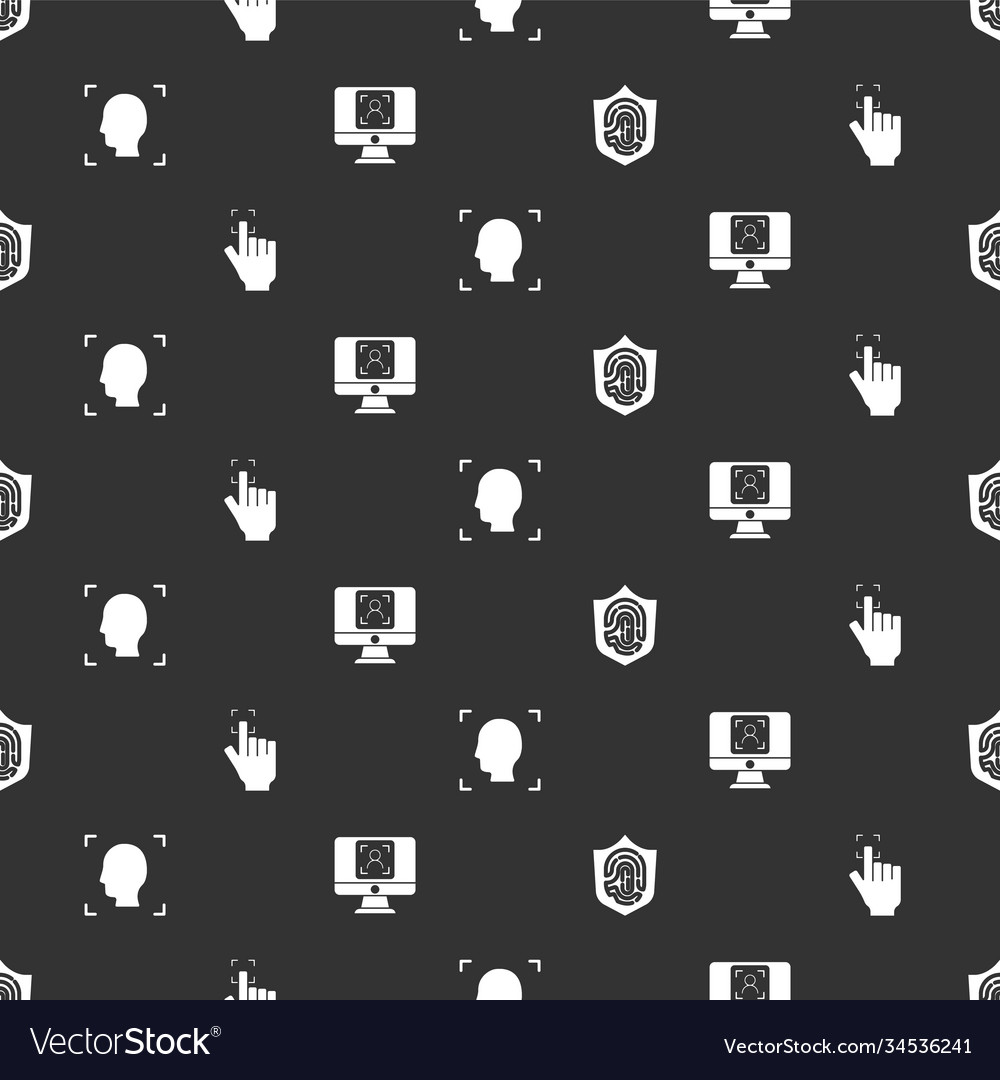 Set fingerprint in shield face recognition vector image Set fingerprint in shield face recognition