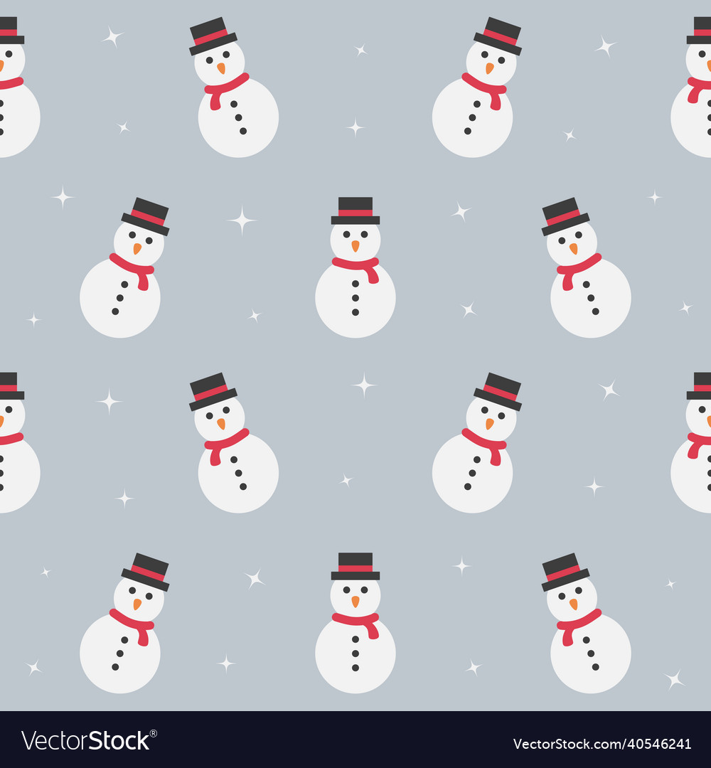 Snowman with hat and scarf - seamless pattern
