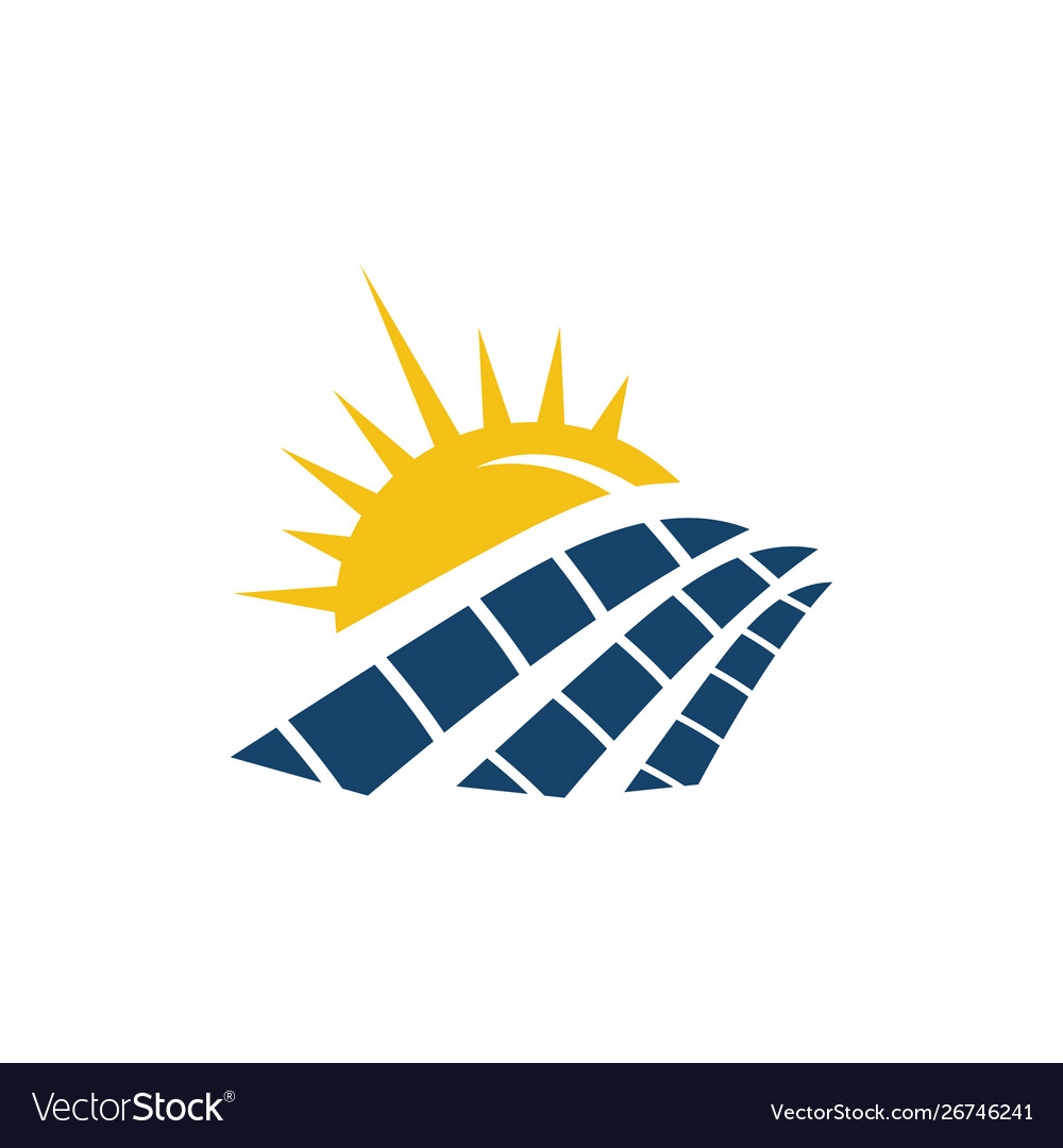 Sun energy solar panels logo house and template Vector Image