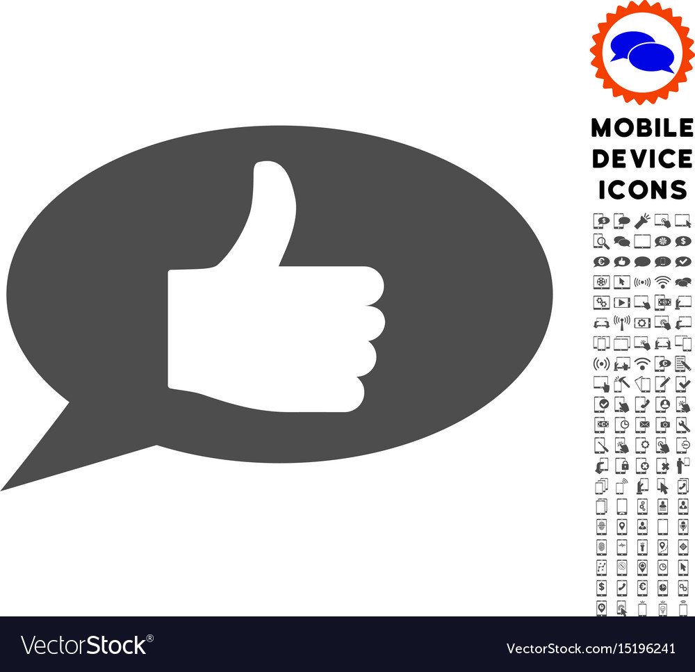 Thumb up message icon with set