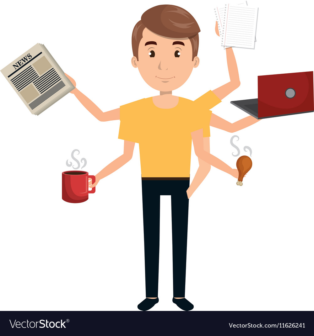 very-busy-person-character-royalty-free-vector-image