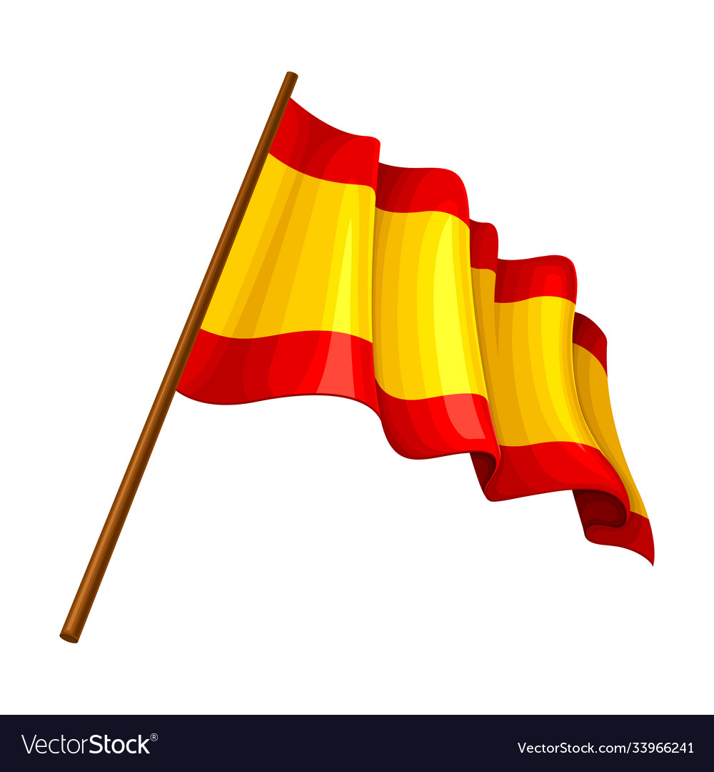 Waving flag spain on pole as traditional