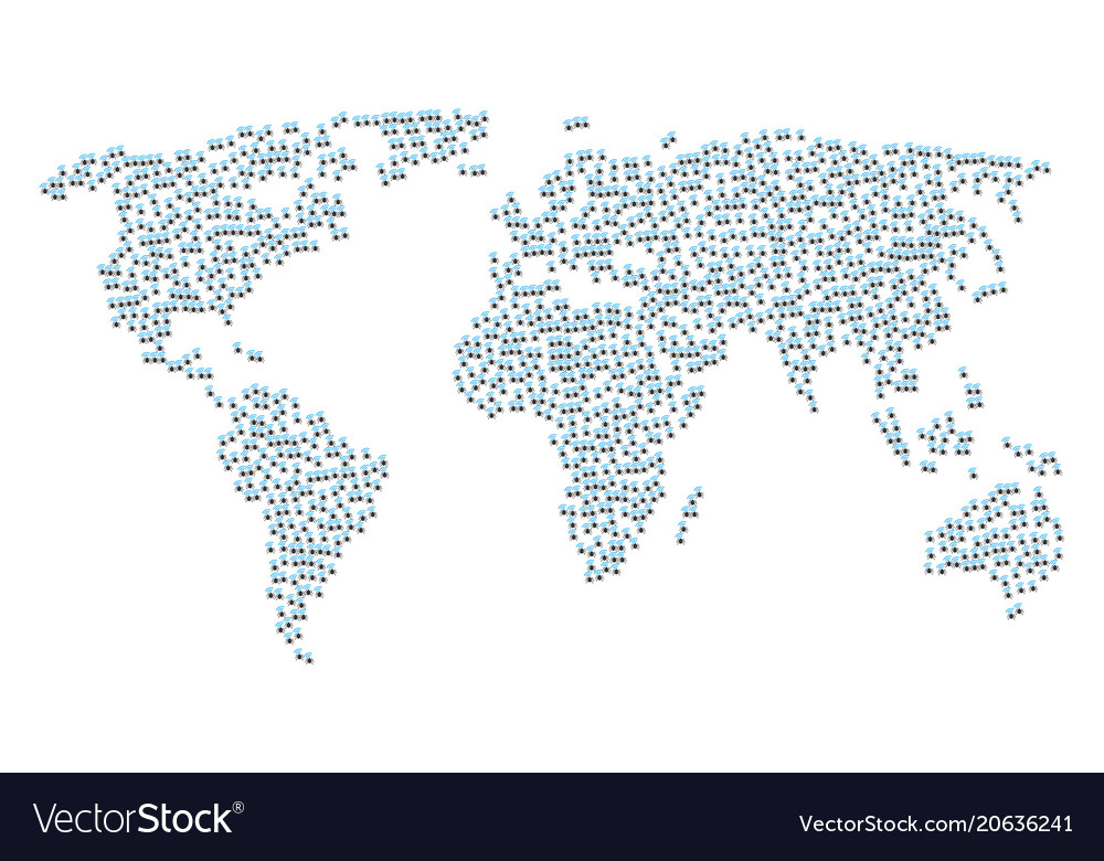 Worldwide map pattern of radio bug items vector image Worldwide map pattern of radio bug items