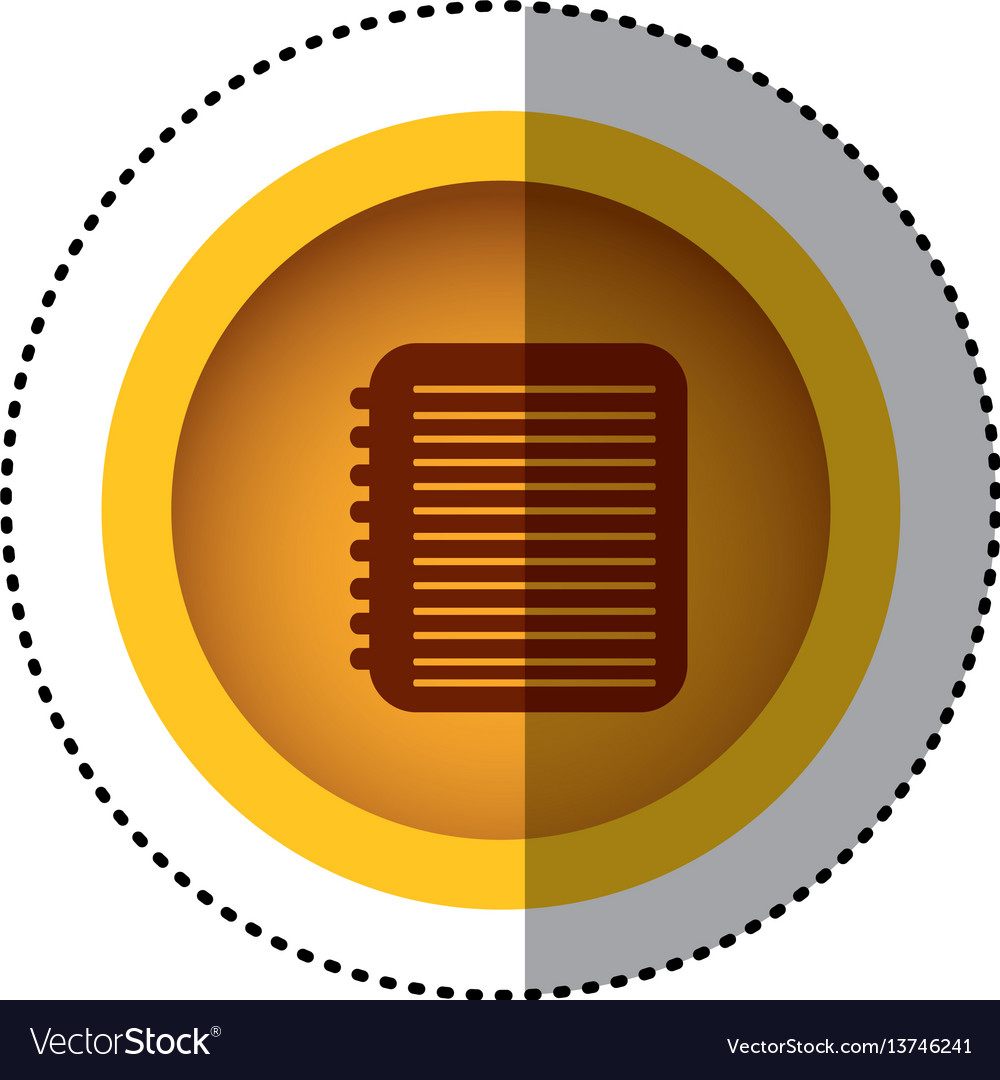 Yellow round emblem notebook write icon