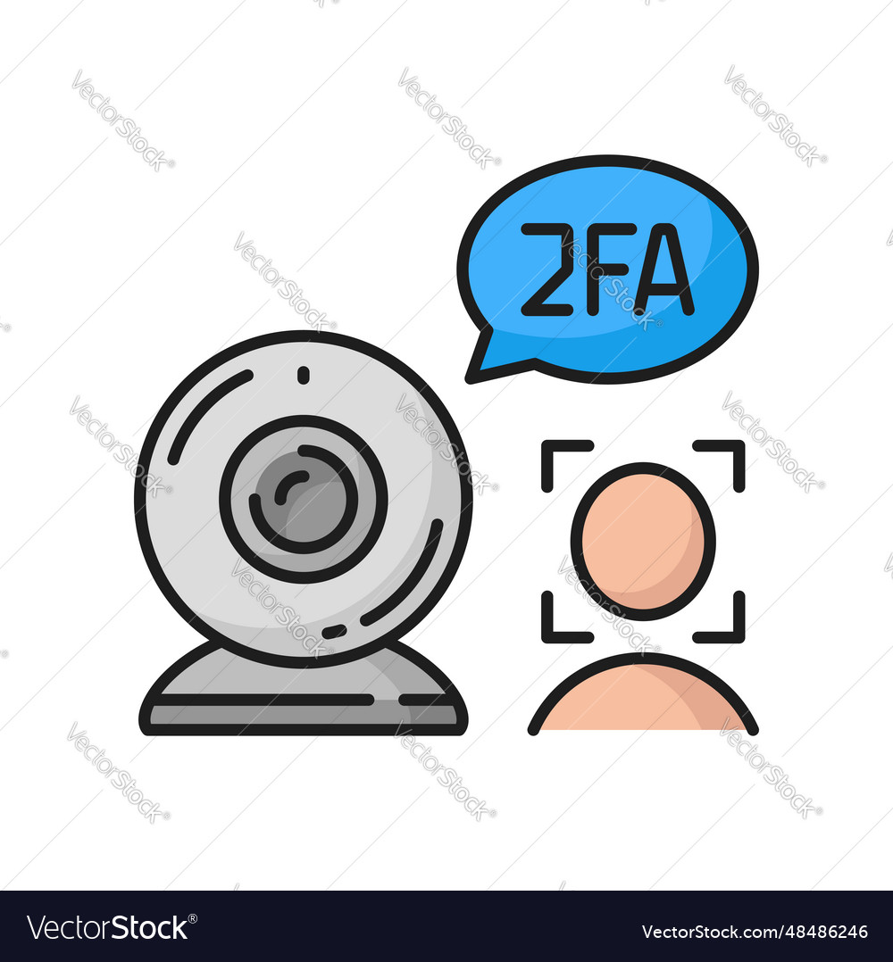 2fa two factor verification on camera face check Vector Image