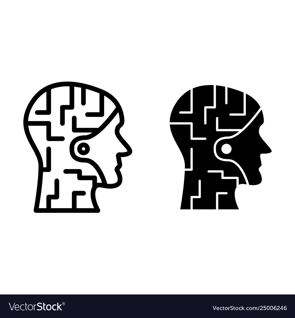 Android profile line and glyph icon artificial vector image Android profile line and glyph icon artificial