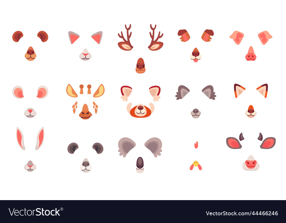 Animal face video chat eared animals muzzle photo Vector Image