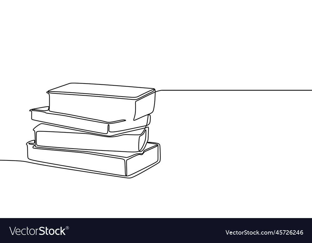 Book one line drawing banner continuous hand