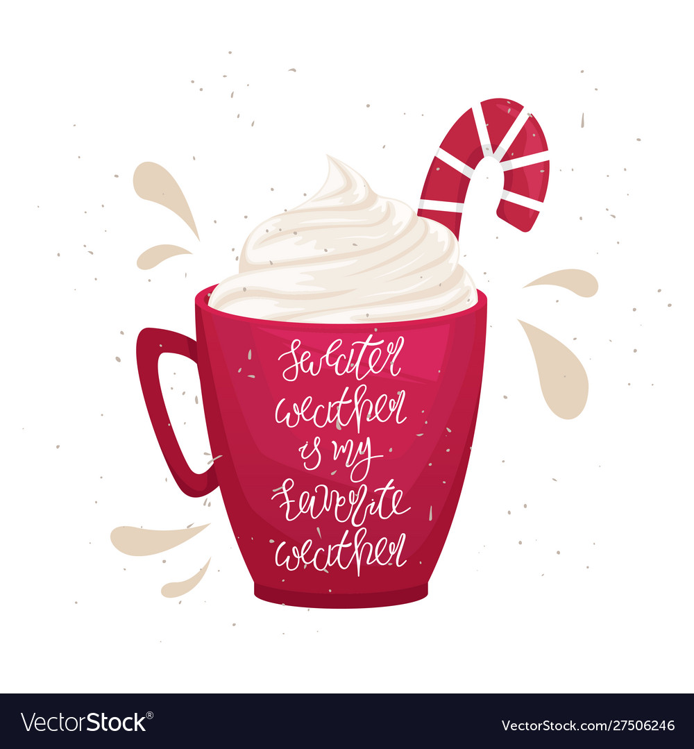 Christmas mug with lettering Royalty Free Vector Image