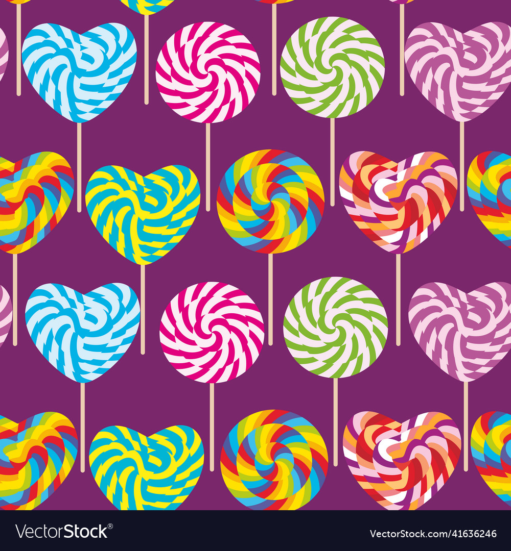 Colorful seamless pattern candy lollipops spiral