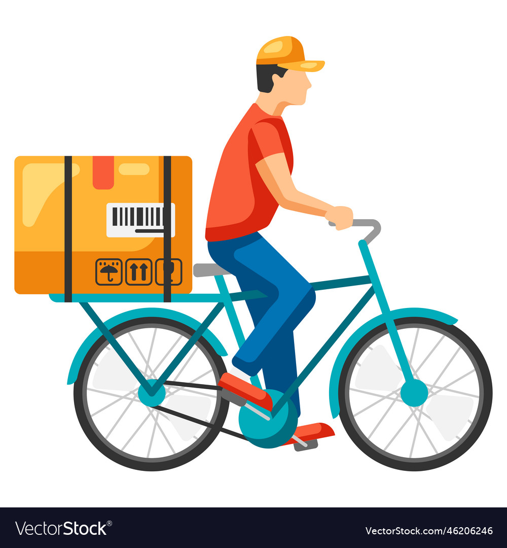 Courier riding bike delivery Royalty Free Vector Image