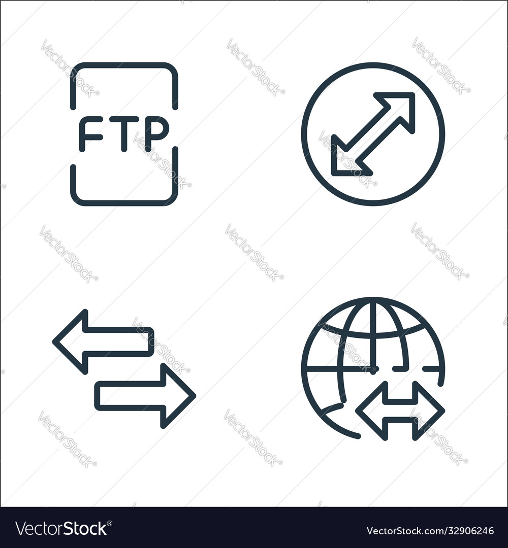 Data transfer line icons linear set quality vector image Data transfer line icons linear set quality