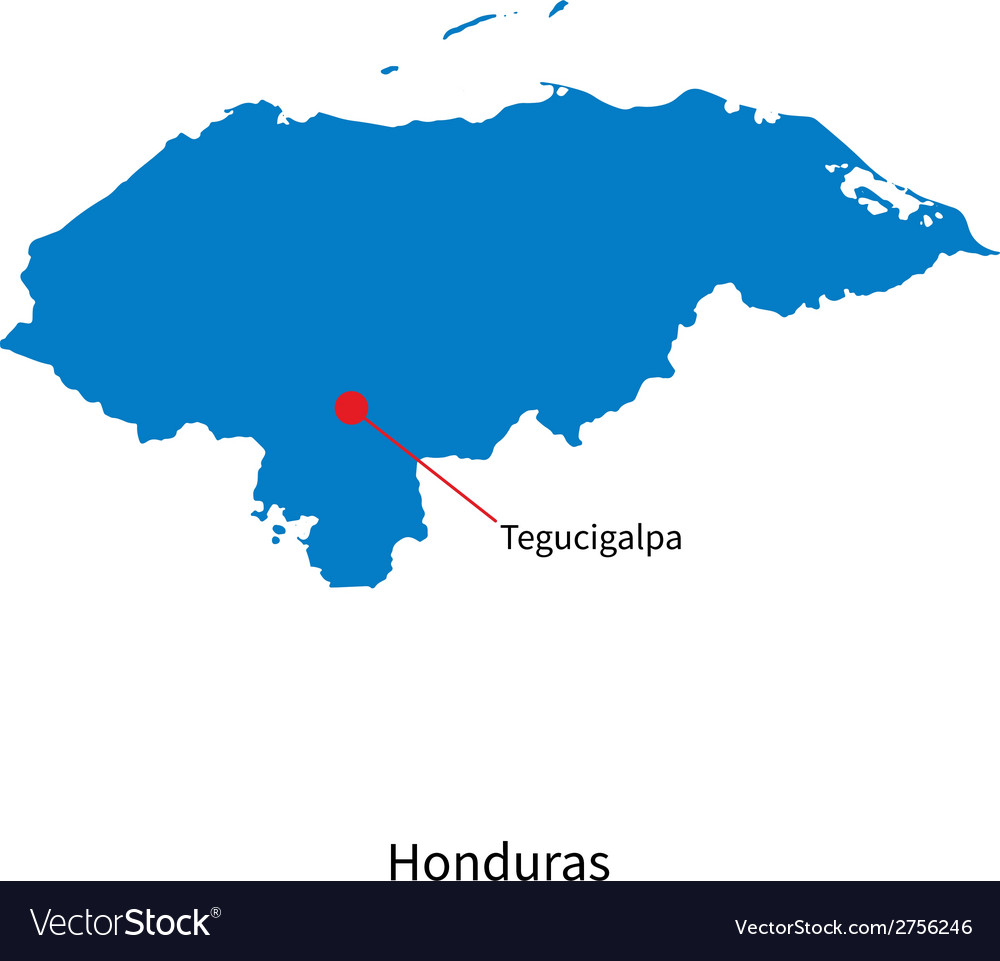 Capital Of Honduras Map Detailed map of Honduras and capital city Vector Image