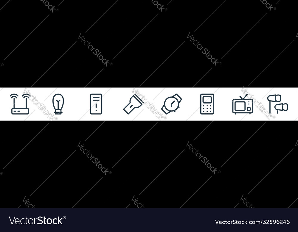 Electronics line icons linear set quality vector image Electronics line icons linear set quality