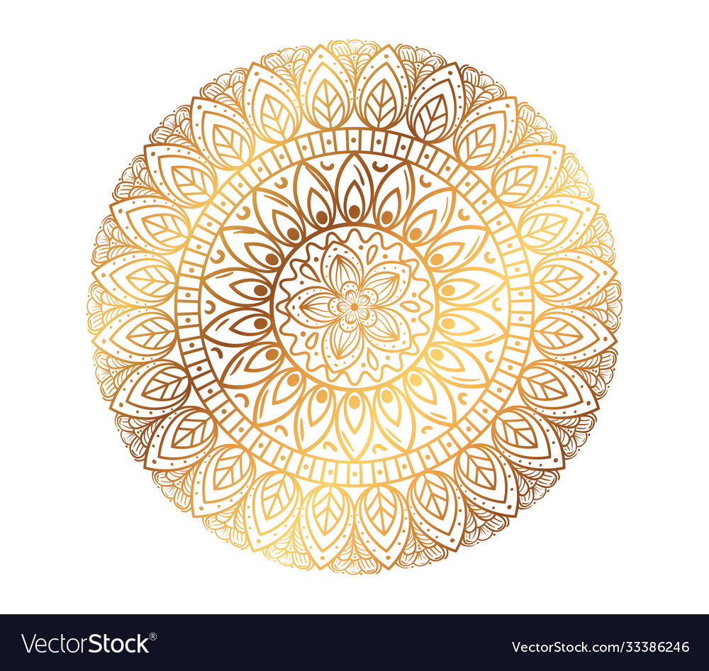 Golden mandala in white background luxury icon