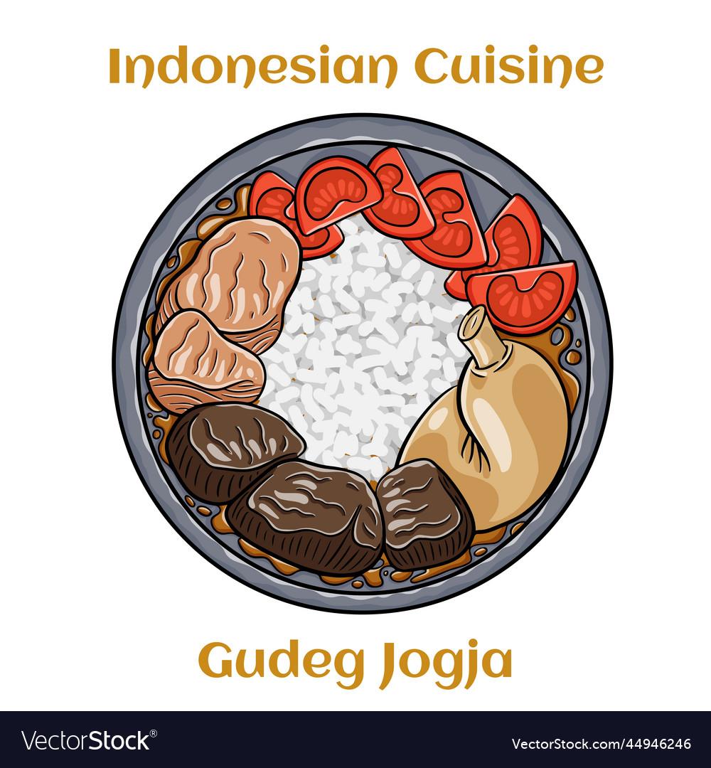 Gudeg jogja with egg different types of meat