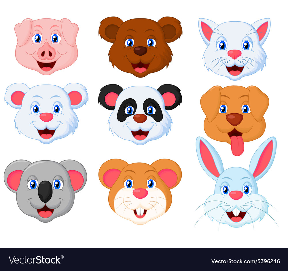 Head Cute Pet Set Royalty Free Vector Image - Vectorstock