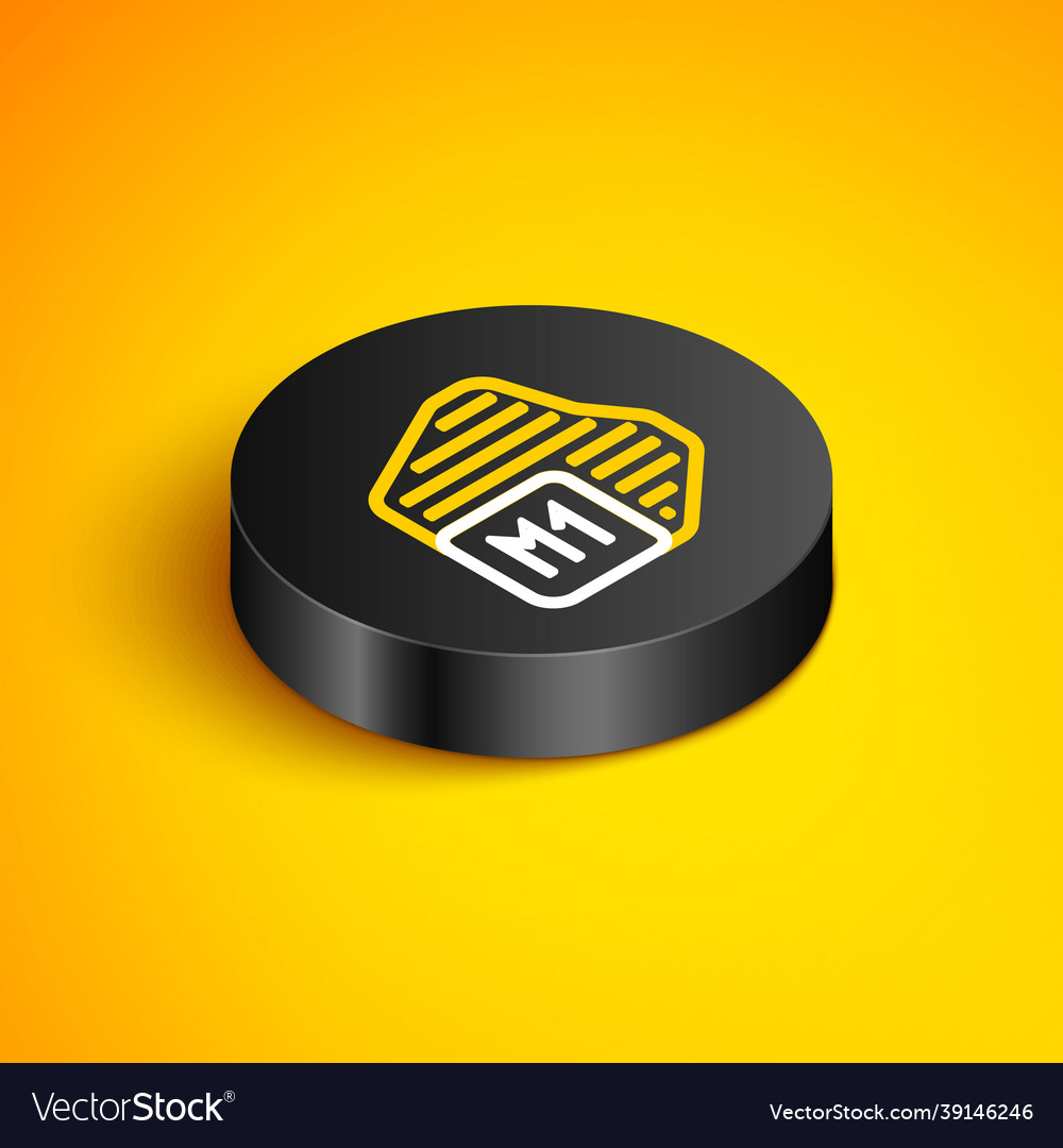 Isometric line processor icon isolated on yellow vector image Isometric line processor icon isolated on yellow
