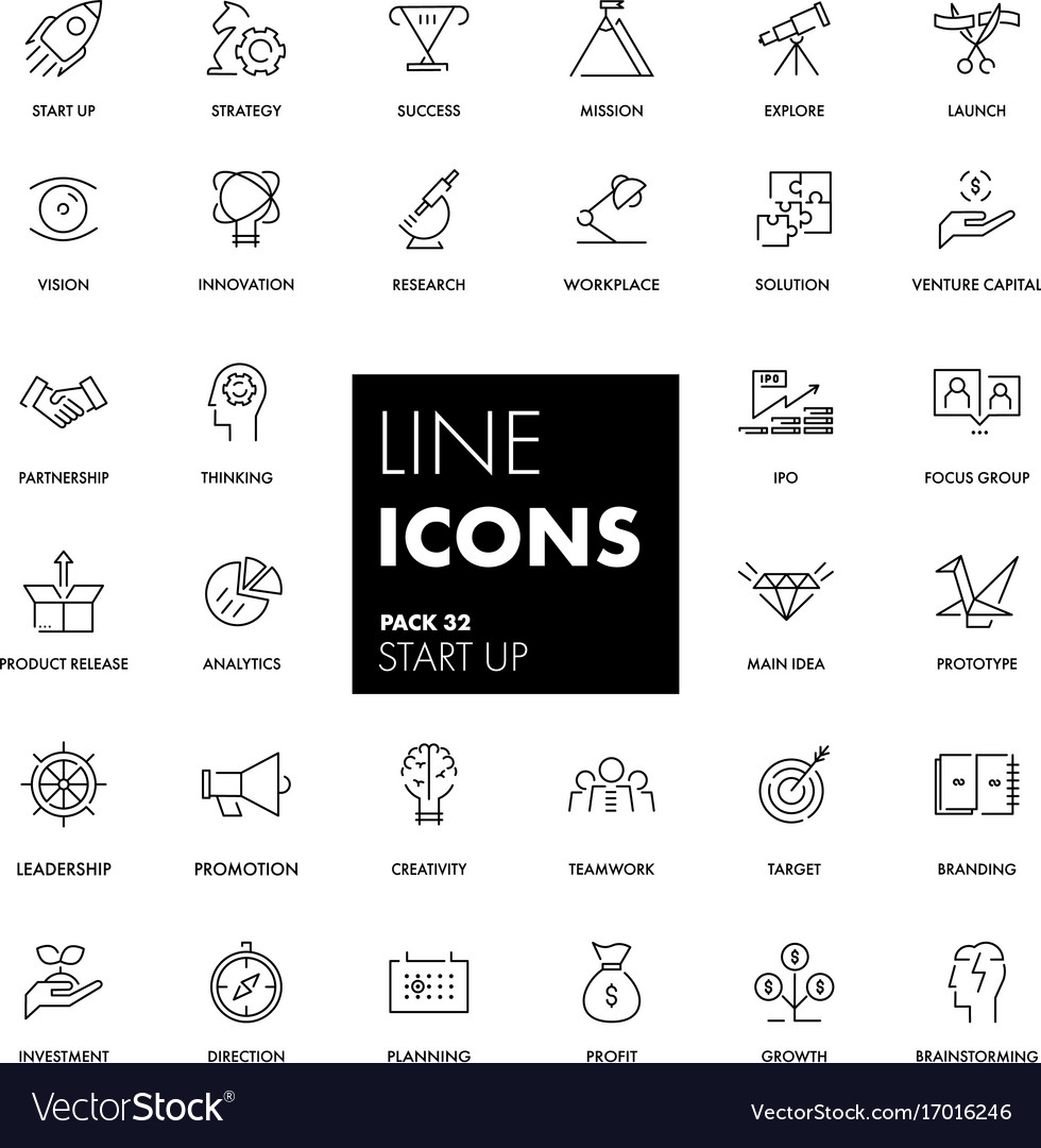 Line icons set start up