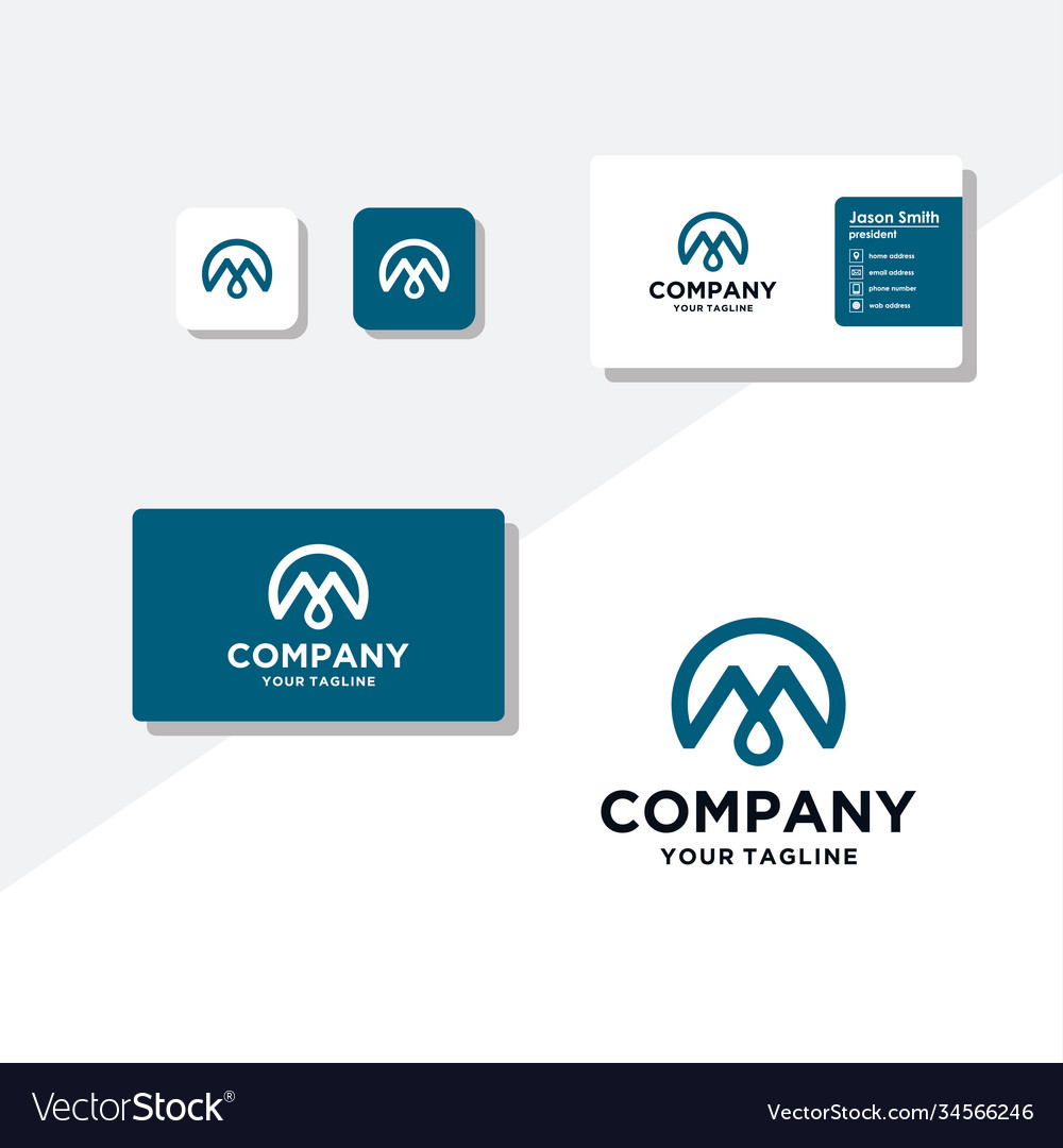 M concept logo design business card template