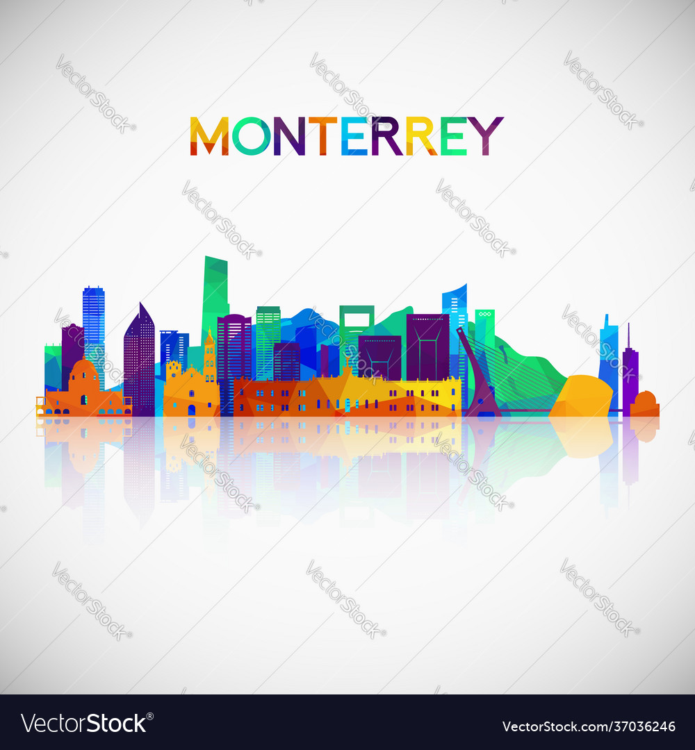 Monterrey skyline silhouette in colorful