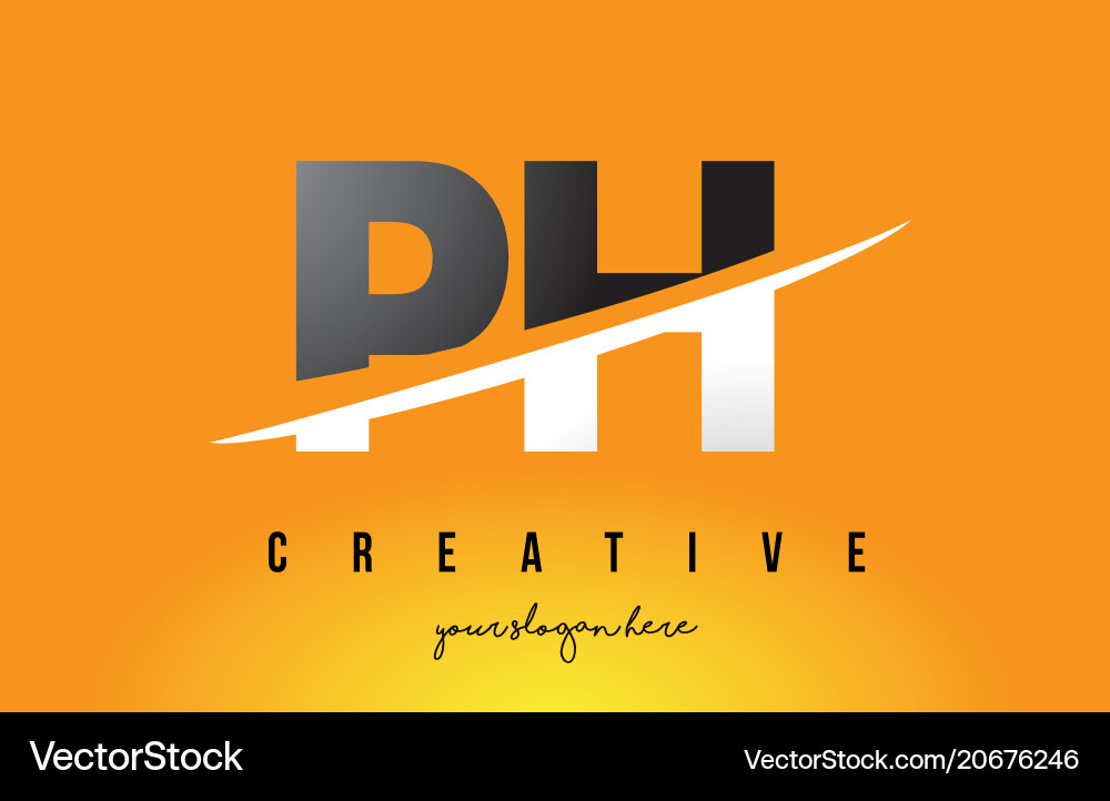 Ph p h letter modern logo design with yellow Vector Image