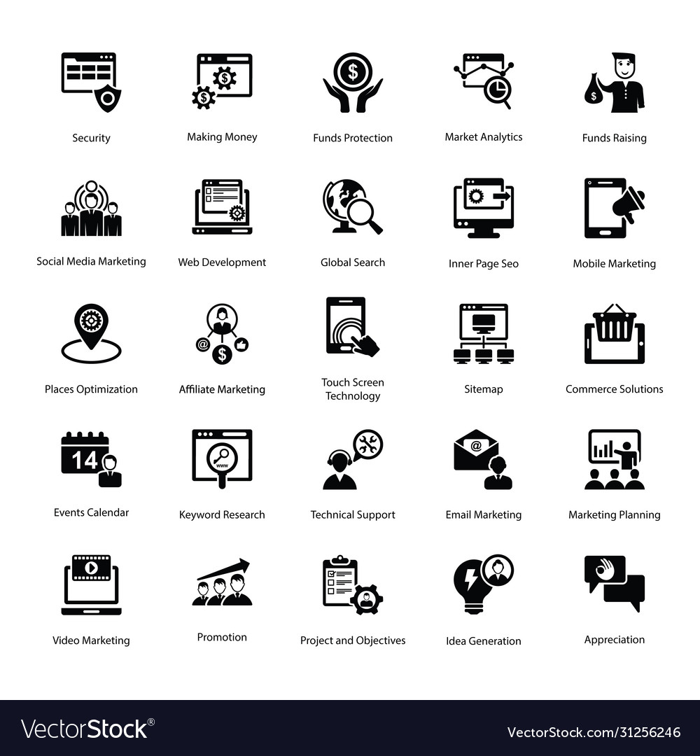 Project Management Solid Icons Set