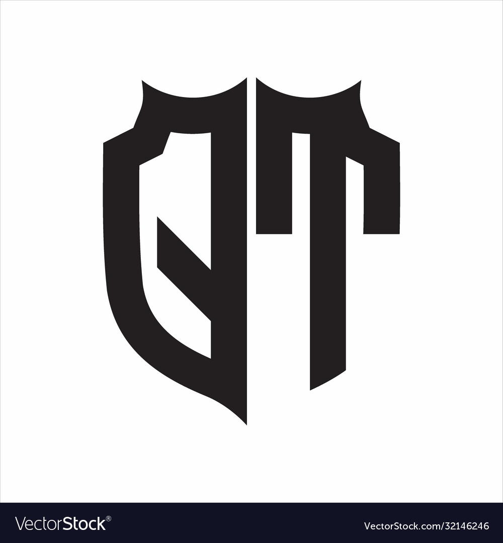 Qt logo shield style monogram design template Vector Image Qt logo shield style monogram design template