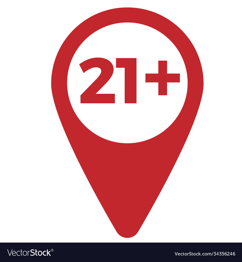 Red drop icon pointer with age limit 21