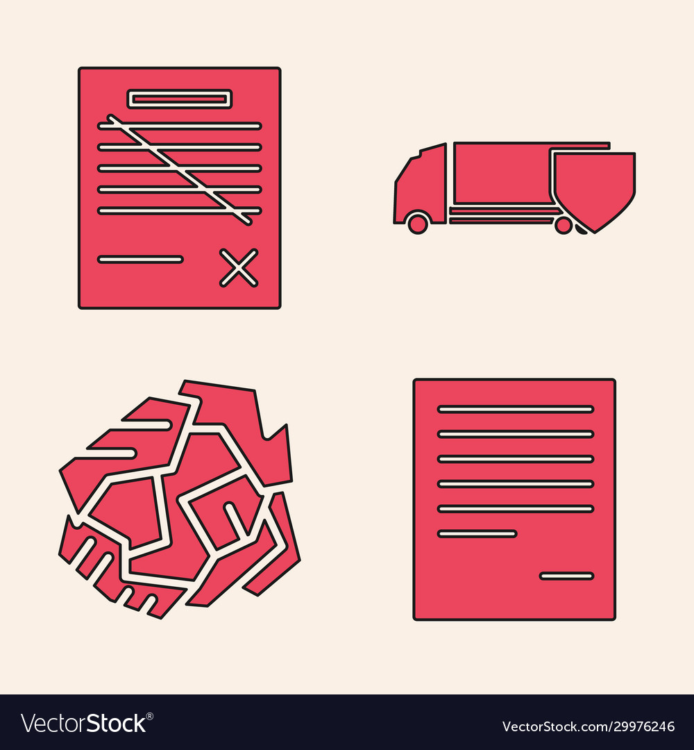 Set document delete file delivery cargo vector image Set document delete file delivery cargo