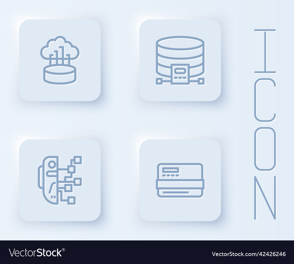 Set line network cloud connection database vector image Set line network cloud connection database