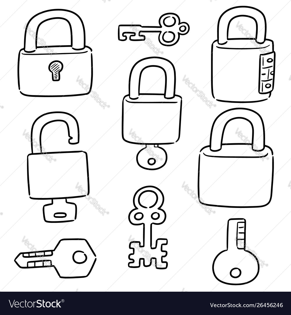 Set lock and key vector image Set lock and key