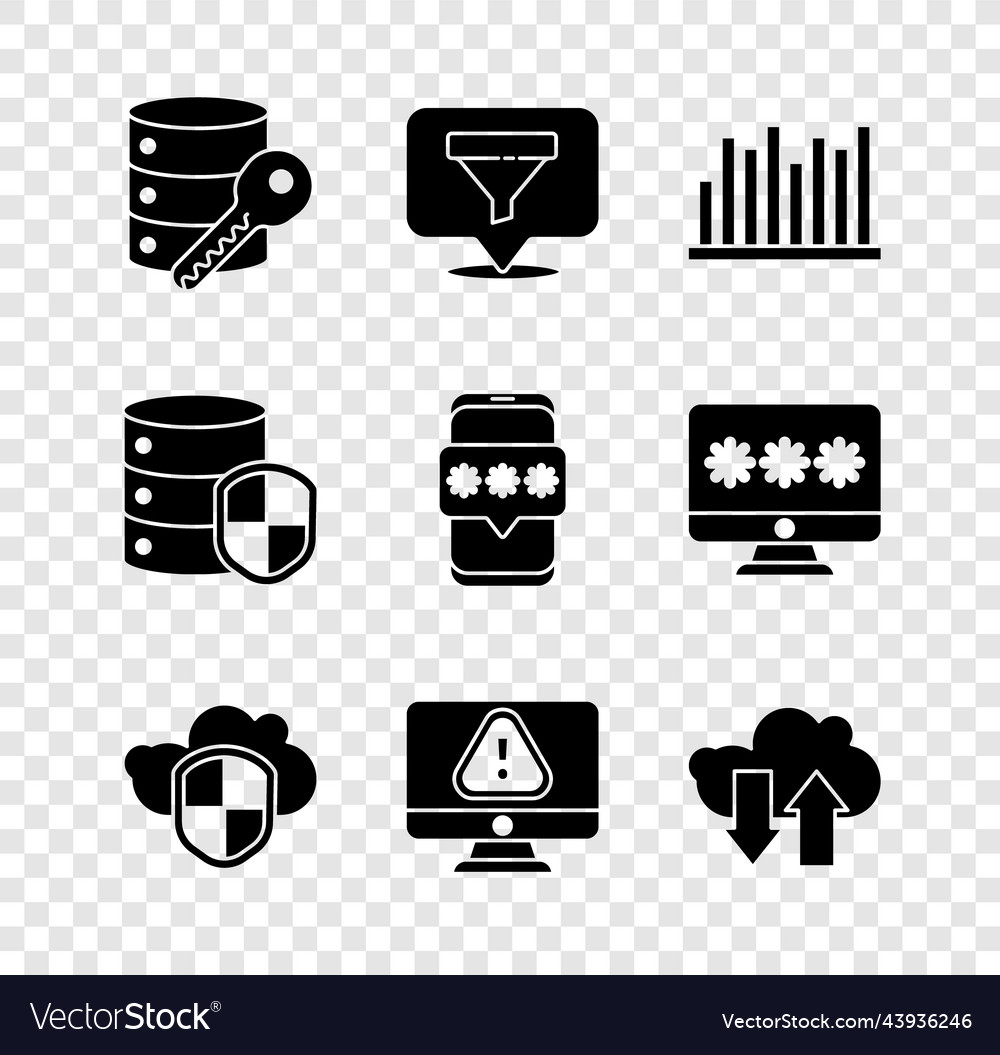 Set server security with key location sales vector image Set server security with key location sales