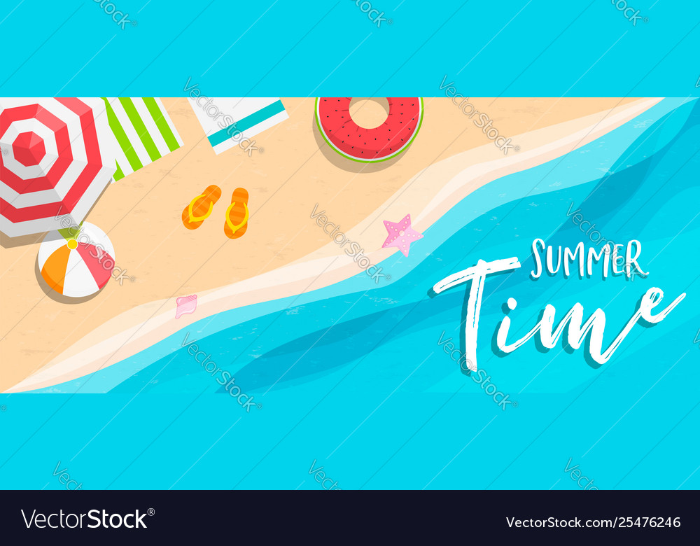 Summer time banner tropical beach vacation Vector Image