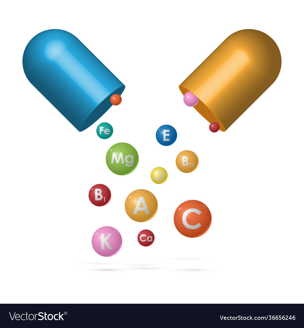 Vitamin complex pill capsule essential