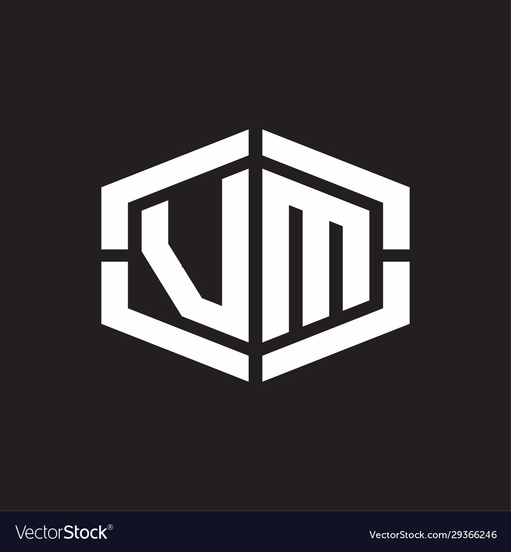 Vm logo monogram with hexagon shape and piece