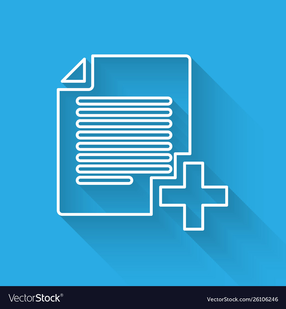 White add new file icon isolated with long shadow